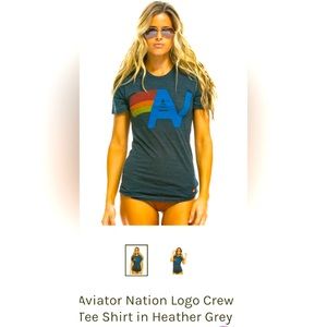 Aviator Nation Logo Crew Tee Shirt in Heather Grey